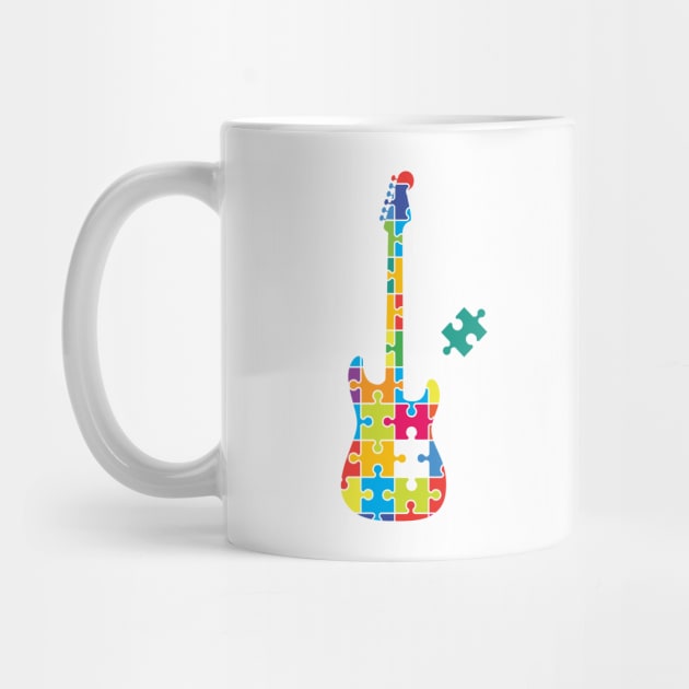 Color Puzzle S-Style Electric Guitar Silhouette by nightsworthy